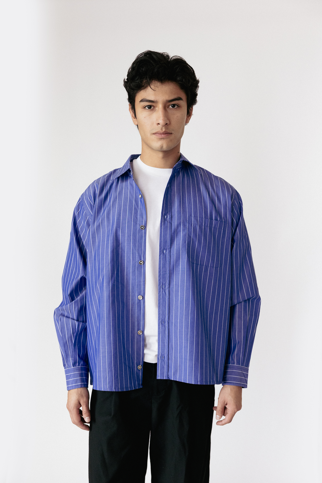 Boxy Dress Shirt In French Blue