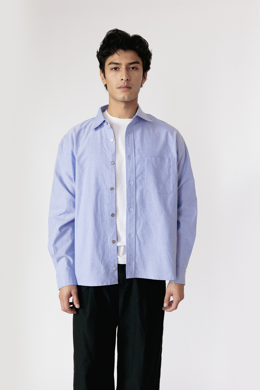 Boxy Dress Shirt In Oxford Blue