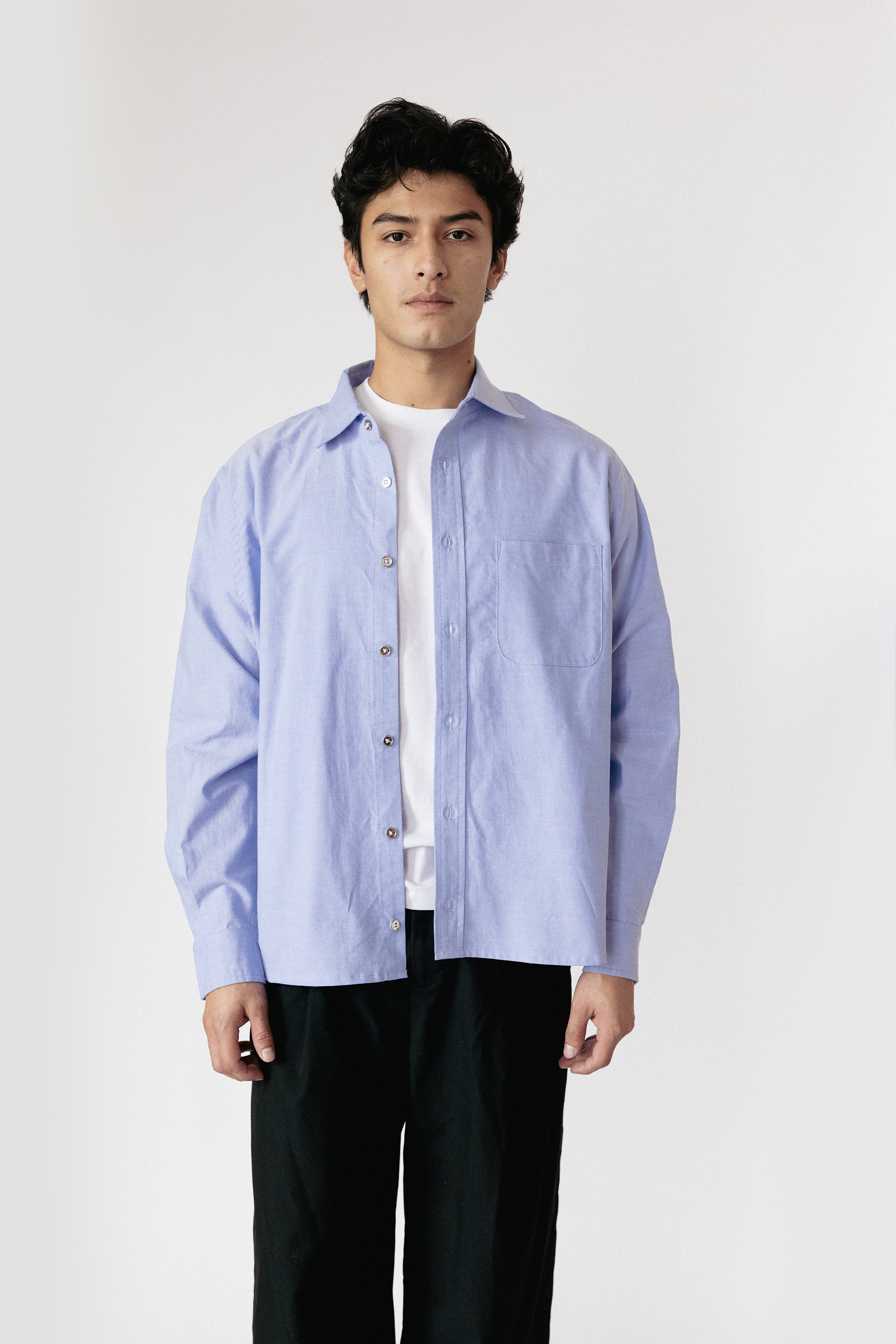 Boxy Dress Shirt In Oxford Blue